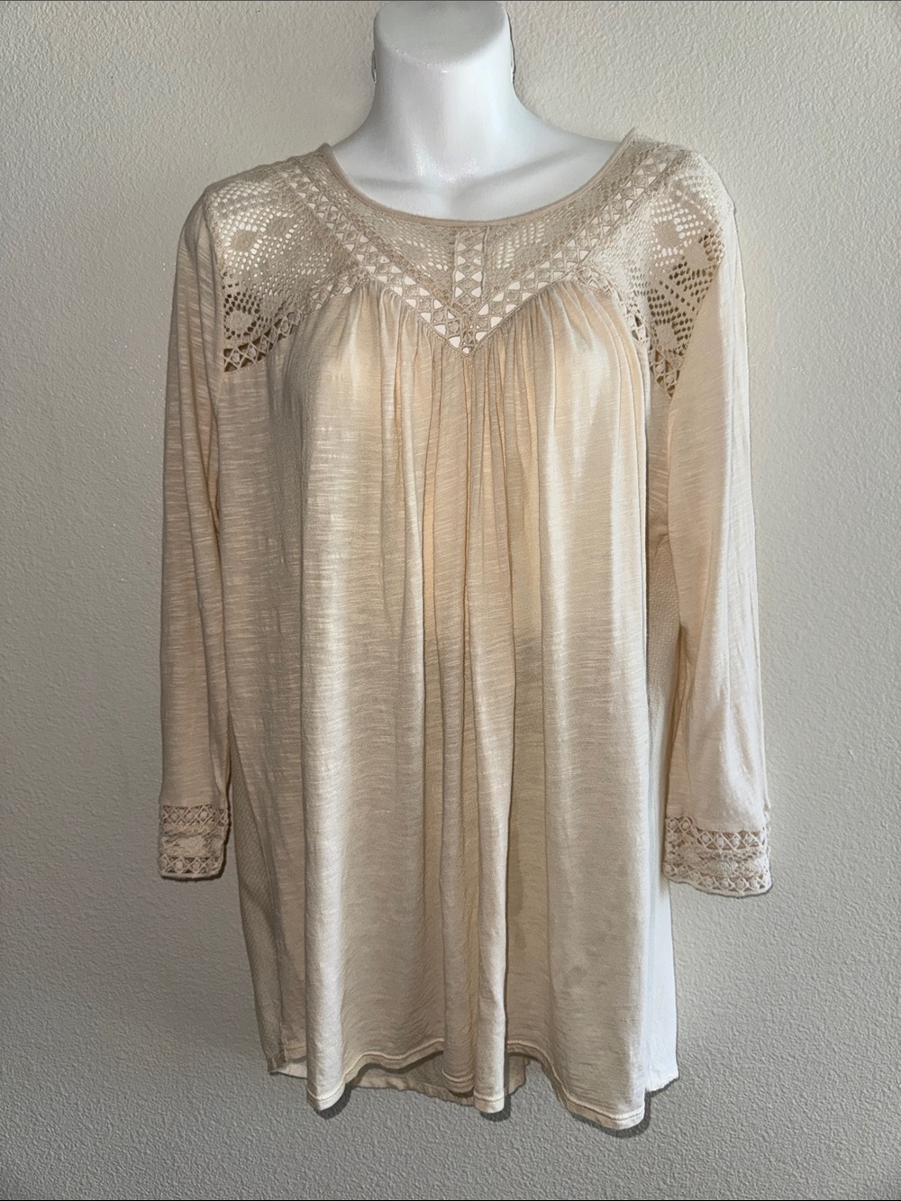 Lucky Brand Cream Lace Detail Blouse